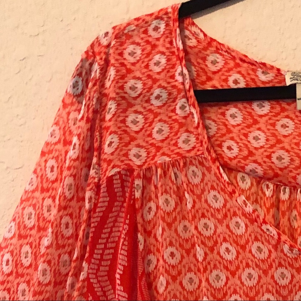 Sheer flowy boho peasant top